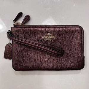 Coach Metallic Brown Double Wristlet